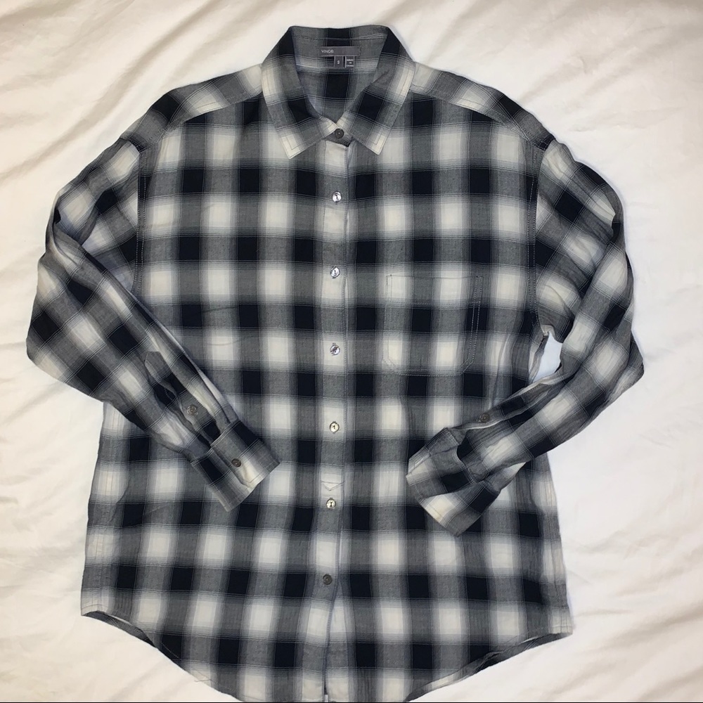 Vince | Flannel Button Down, Black/White, S